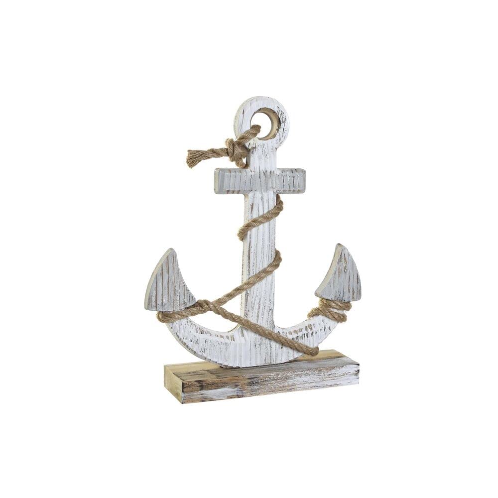 DKD Home Decor Figura Decorativa Color Gris Natural, de Madera y Cuerda (31 x 8 x 40 centímetros)