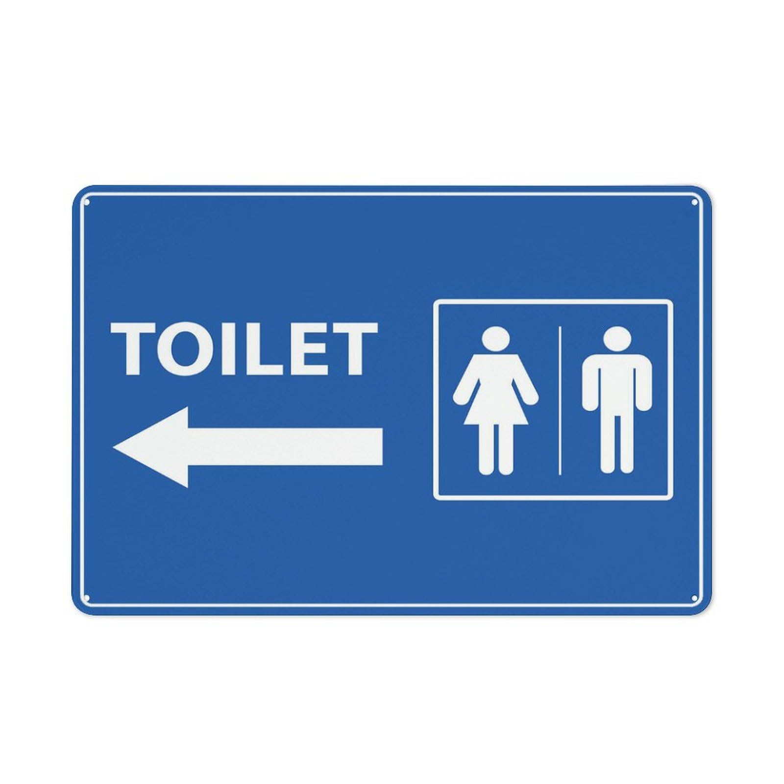 Unisex Toilet Arrow Left Sign 8 X 12 Inches Rust Free Aluminum - Uv Protected, Waterproof, Weatherproof And Fade Resistant - 4 Pre-Drilled Holes