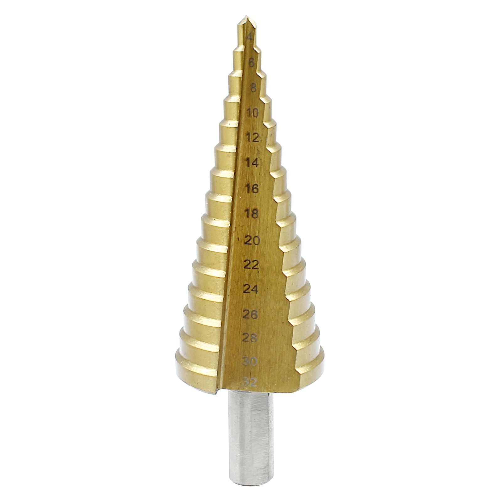 LDEXIN Step Drill Bit 1/8" to 1-1/4" High Speed Steel Step Drill Cone Bits for Metal, Heavy Duty Step Bit, Tri-Flat Shank (4mm - 32mm)