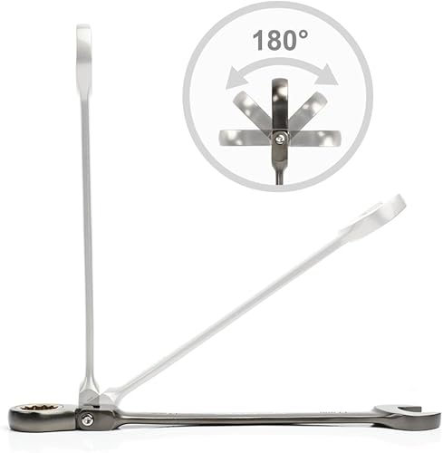 Miniatura 4 de WORKPRO Juego de llaves combinadas de trinquete de cabeza flexible de 8 piezas, métricas 0.354-0.669 in, 72 dientes y 4 piezas