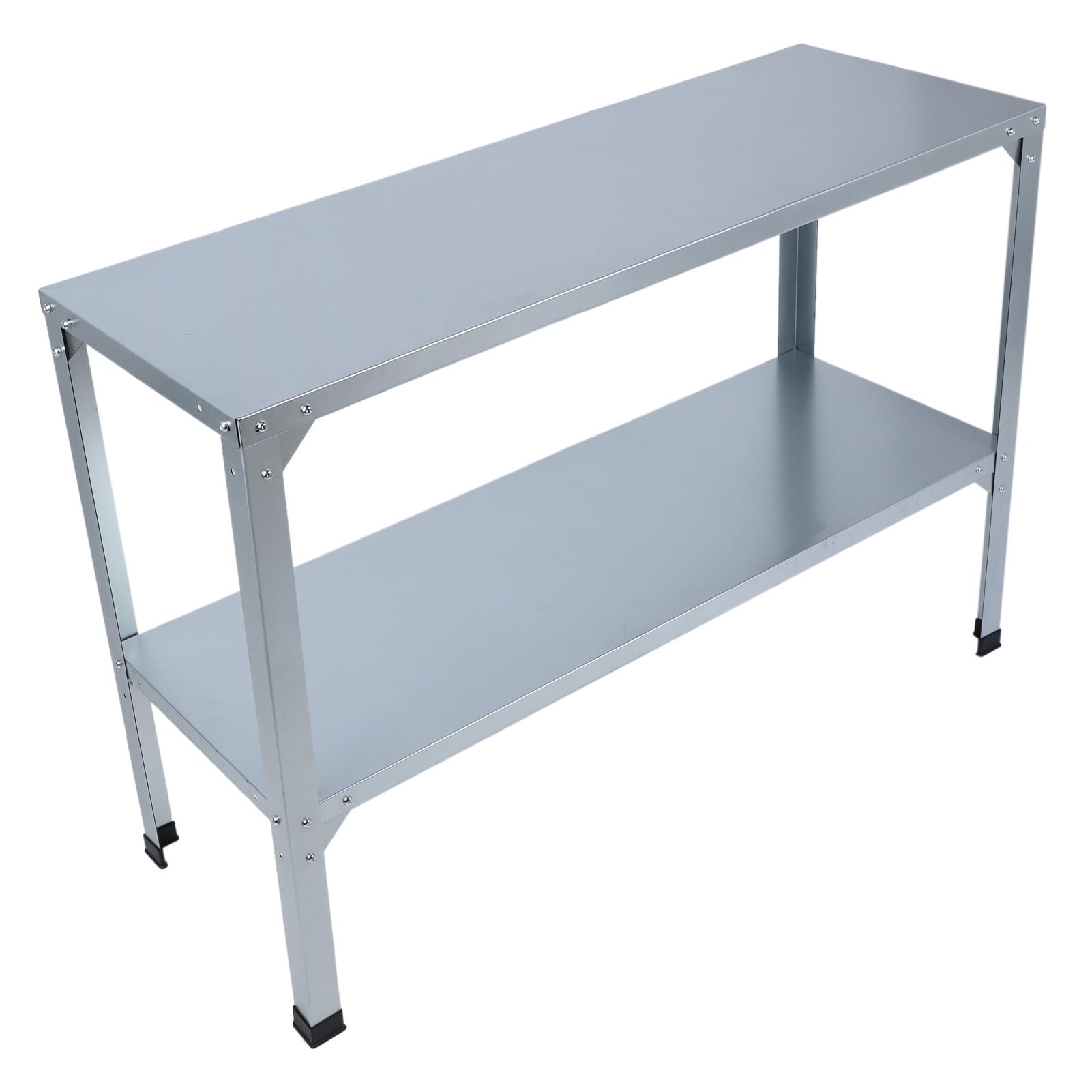 KENANLAN Galvanized Iron Metal Potting Bench 120KG Load Bearing Double Layers Greenhouse Table with Rubber Feet for Indoor/Outdoor, Outdoor Potting Table, Planting Bench, Garden Workbench