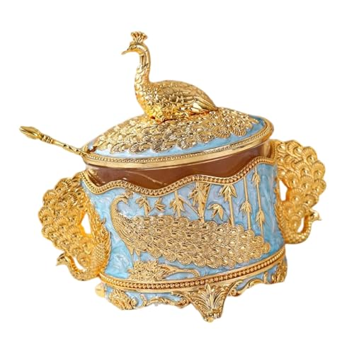 JISADER Azucarero, tarro de condimentos decorativo con tapa y cuchara, recipiente para sal, tarro de especias para cafetería, bar, repostería casera, cocina