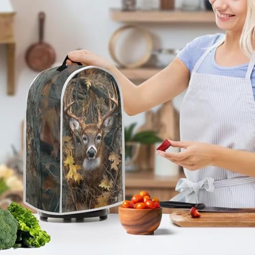 Image of Talayituse Deer Forest Hunting Camo Print Blender Dust Cover, Fingerprint Protection Cover for Stand Mixer or Coffee Machine, Home Kitchen Appliance Covers for Stain Dust Resistant Supplies