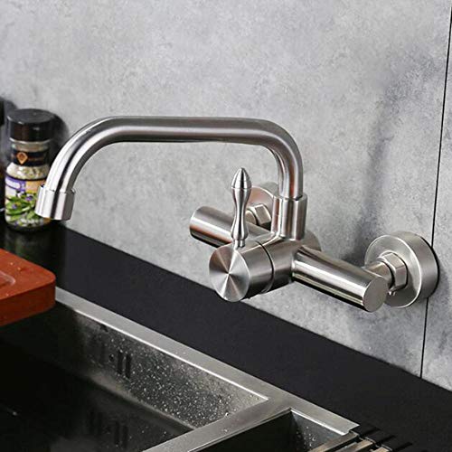 Fregadero de lavandería y cocina con grifo de pared giratorio de acero 2