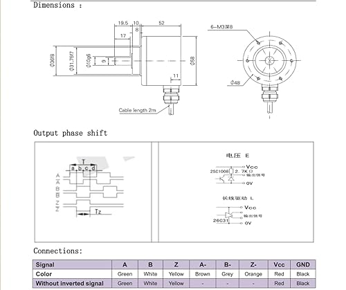 Miniatura 5 de codificador rotatorio incremental óptico 1000ppr, 526V HTL del diámetro exterior de 190.3 ft m 32.8 ft m