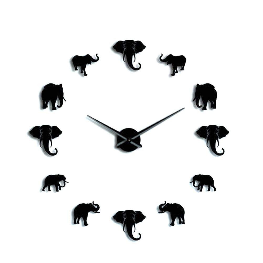 Wall Clock, Unique Elephant Animal Shape Wall Clock DIY Acrylic Mirror Hanging Clock Craft Business Gift Home Decoration
