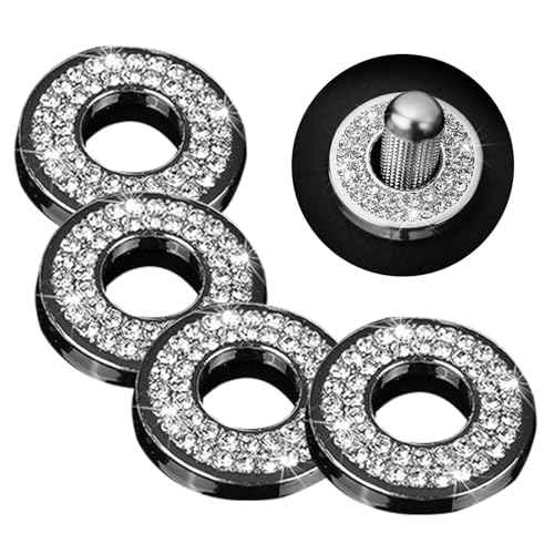 Jitrendo 4 Pcs Bling Car Inner Door Lock Covers Stickers, Rhinestones Pull Rod Bolt Decoration Covers Accessories, Compatible with Mercedes-Benz A,B,C,D,E, Gla, Glc, Glk (Silvery)