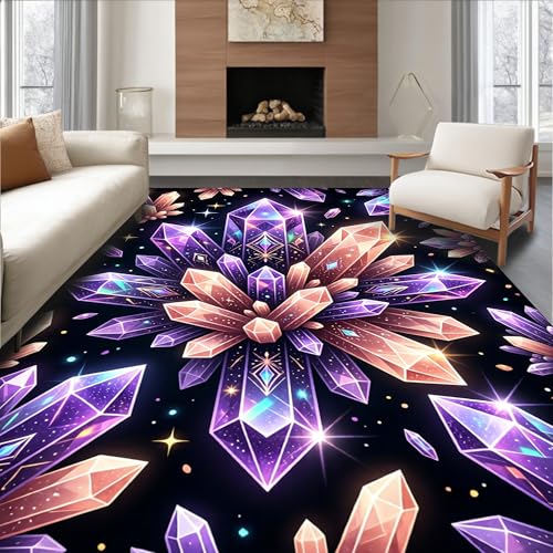 Low Pile Flatwoven Area Rug 4x6, Bohemian Witchy Aesthetic Semi