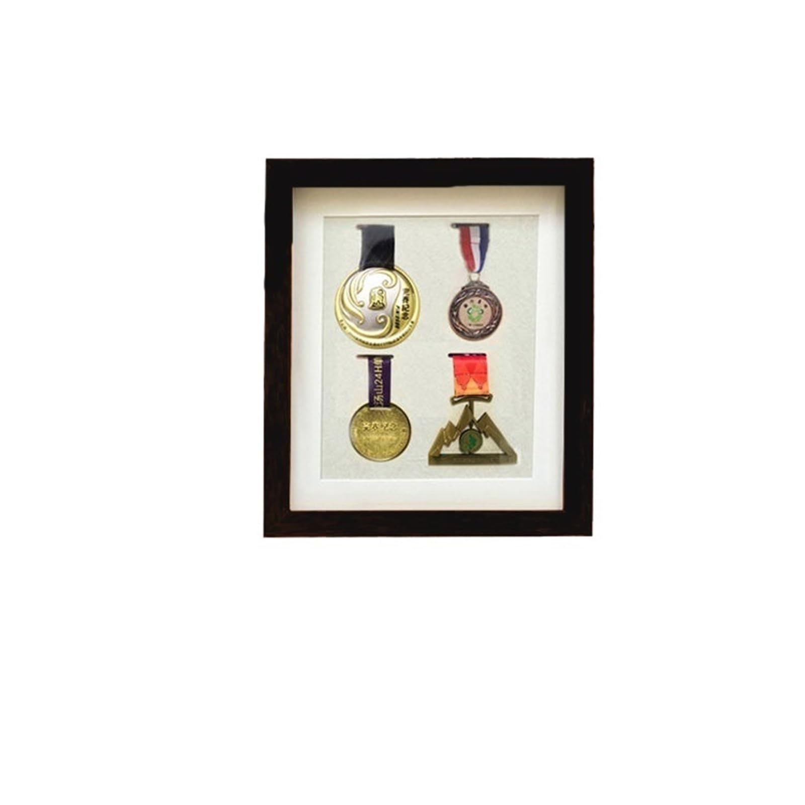 Display medaillenrahmen Medaillen-Displayrahmen, Massivholz, dreidimensionaler Fotorahmen, Medaillen-Aufbewahrungsbox, Montageabzeichen, Medaillenwettbewerb, Medaillenanzeige(4 bit 24x33cm)