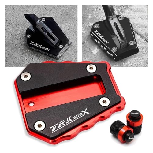 Plaque d'extension béquille moto Benelli TRK 502 X rouge pour stabiliser le support latéral
