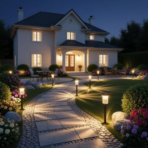 MUSUNIA Lampes solaires pour jardinières de balcon, bornes lumineuses solaires étanches pour jardin, terrasse, pelouse, allée et aménagement paysager,...