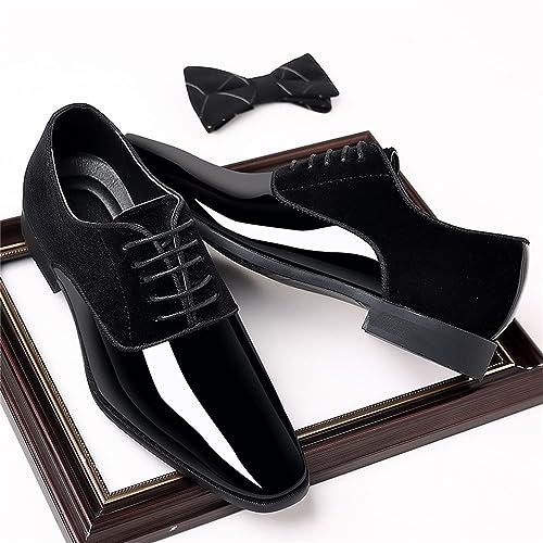 Men's Vintage High Gloss Dress Shoes Patent Leather Suede Oxford Formal Business Suit Tuxedo Shoes Men's Loafers3