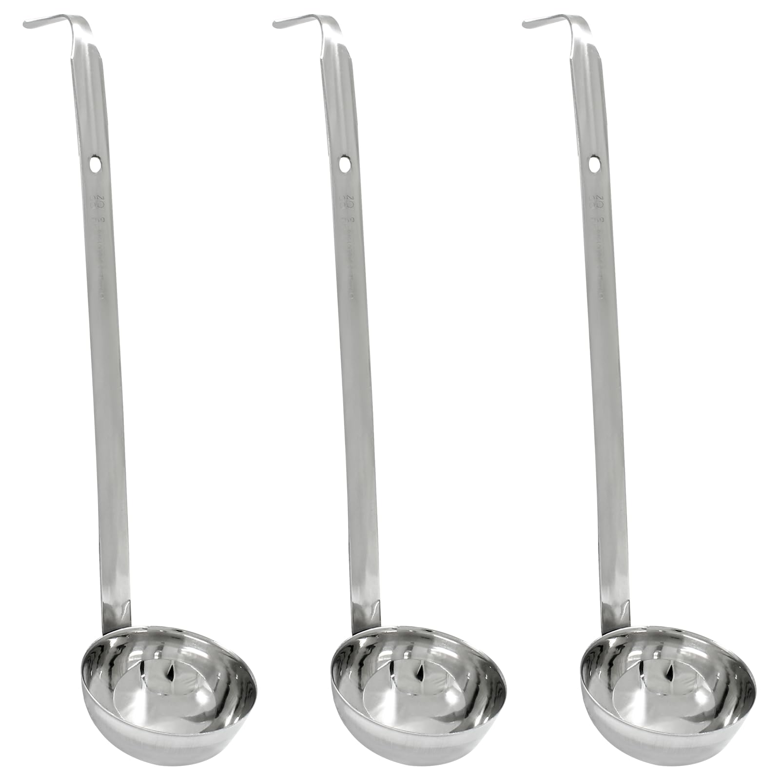 Piutouyar 3 Pcs 3 oz Soup Ladle Set, Stainless Steel Ladle with Long Hooked Handles Kitchen Cooking Serving Ladle Accessories for Cooking Soup Sauce Stews