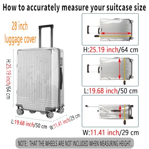28 Inch Clear PVC Luggage Cover Protector 2 PC, 0.4mm Thick Waterproof Suitcase Cover, Dustproof & Anti-Scratch, TSA Approved Luggage Covers for Suitcase, Fits 28" Wheeled Luggage2