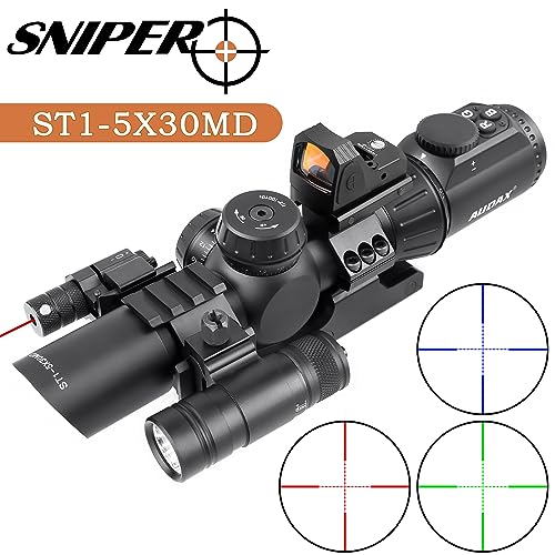 ST1-5X30L Rifle Scope Combo 1-5x30 Scope + Flashlight + Red Laser + Red Dot