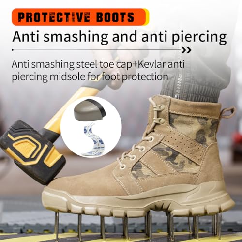 Image of Women's Steel Toe Boots Waterproof Lightweight Construction Safety Shoes