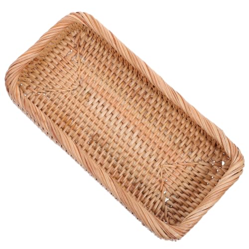 Bandeja de ratán para baño rectangular vintage PRETYZOOM ligera para tocador 2