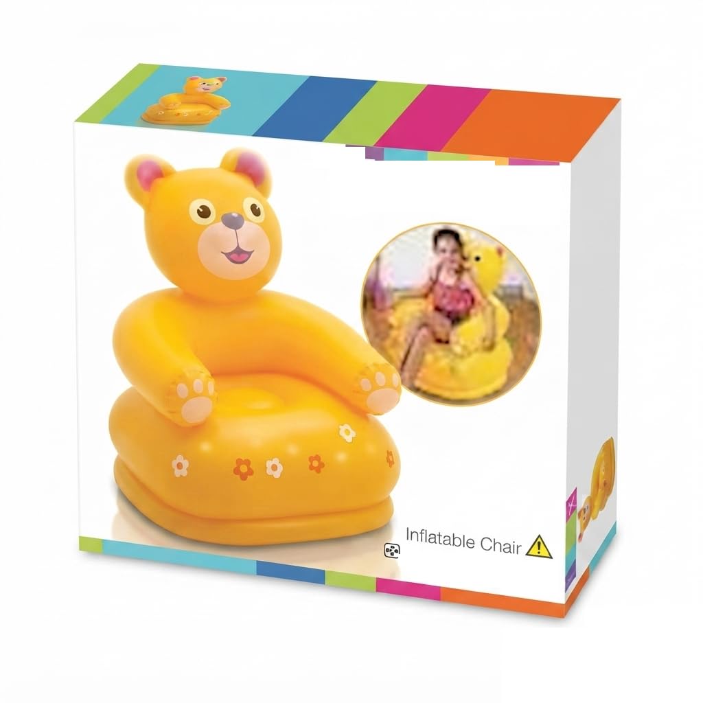 Inflatable Kids Chair – Cute Cartoon Animal Bear Design, Comfortable Blow-Up Lounge Sofa for Toddlers and Children, Lightweight Portable Living Room, Bedroom, and Playroom Furniture-image-17