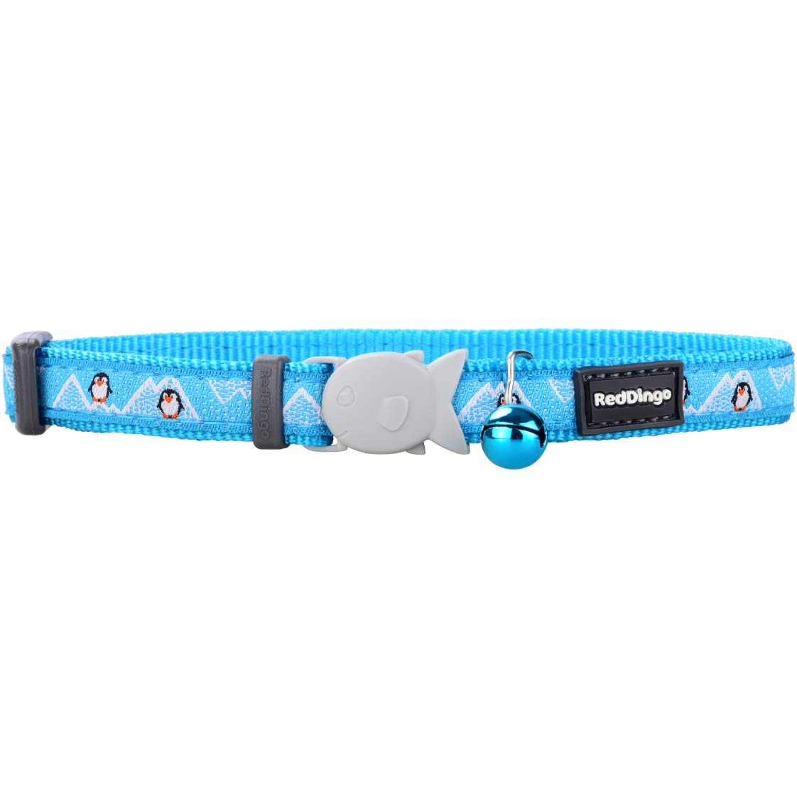Red DingoCat Collar Design, Penguin Turquoise, Small 12mm