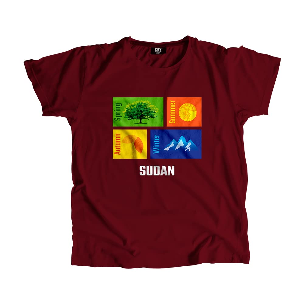CITY POSTERS PLUSSudan Seasons Unisex T-Shirt (Maroon)