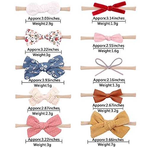 Doboi 20Pcs Baby Girls Hair Bows Headbands Soft Nylon Hairbands Elastic Hair Accessories For Newborns Infants Toddlers And Kids #TOP6