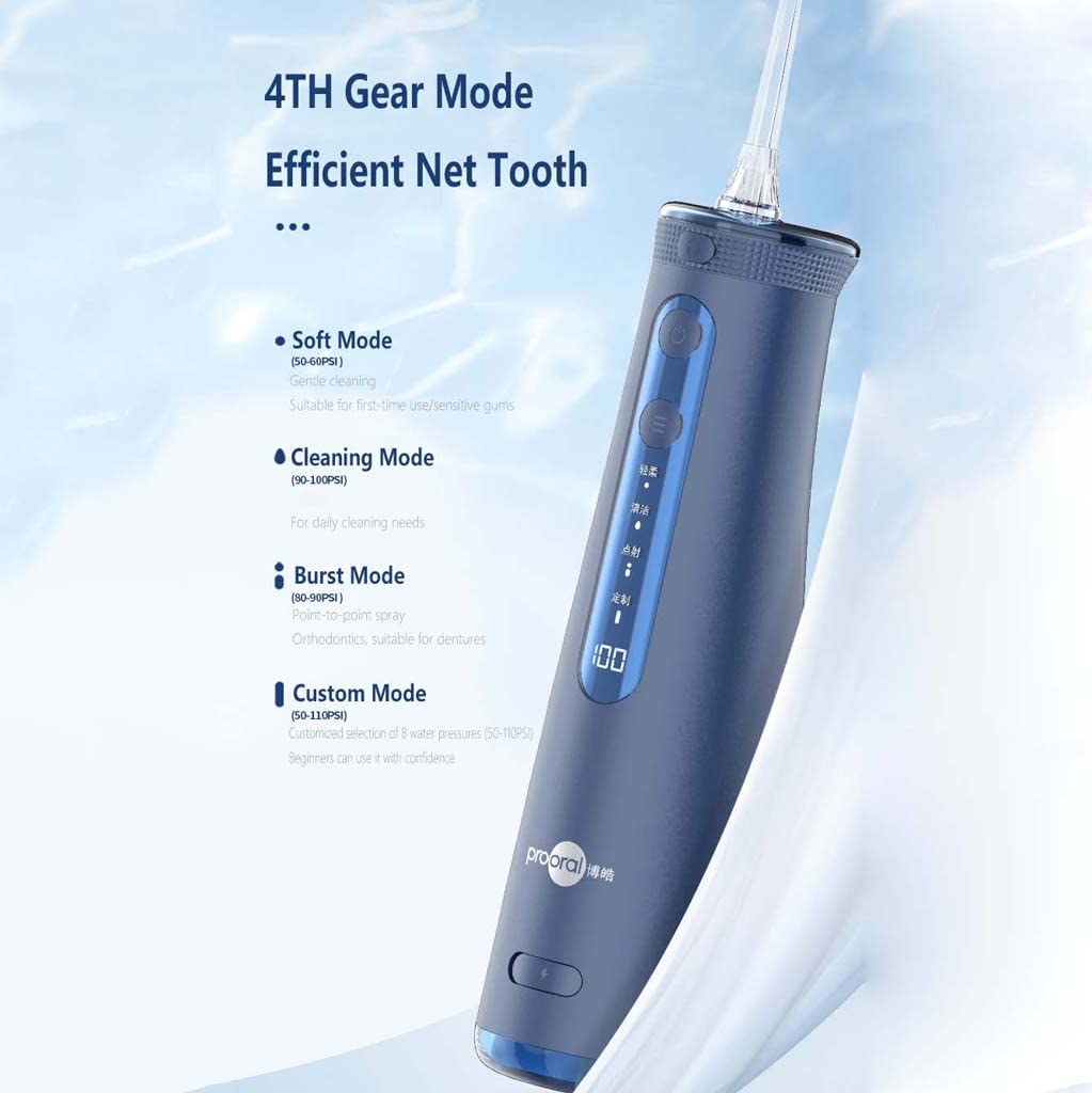 TJH Idropulsore Irrigatore Orale Dentale Cordless Professionale - IPX7 Portatile e Ricaricabile Idropulsore Impermeabile per la Pulizia dei Denti, Serbatoio da 260 ml Casa e Viaggio