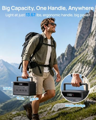 Image of Daran Portable Power Station 600W (1200W Peak), 576Wh LiFePO4 Solar Generator, Fast Charging Backup Battery with 3 AC Outlets, 100W USB-C PD for Camping, RV, CPAP, Home Emergency
