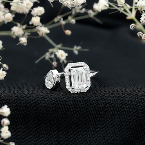 Certified Moissanite Toi Et Moi Engagement Ring in Silver, D-Vs1 Quality, Moissanite 2 Stone Ring - Ready To Gift3