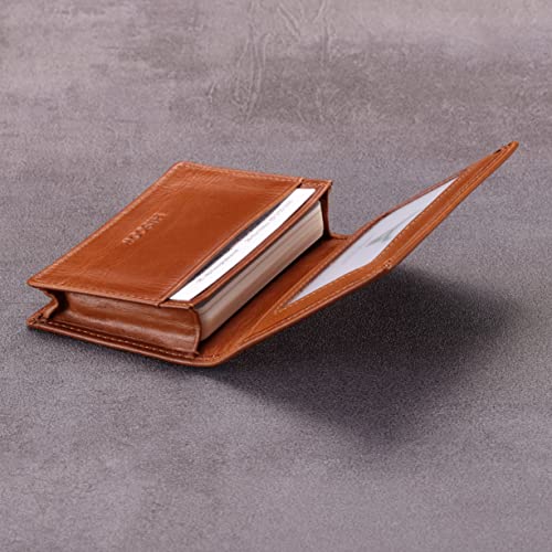 Image of HISCOW Business Card Holder with Large Compartment - Full Grain Leather