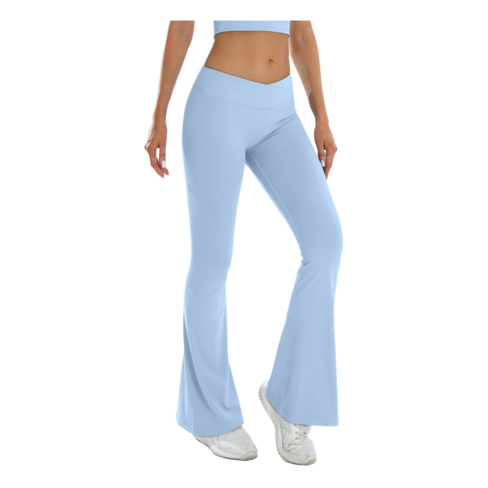 Bootcut Jazzpants damskie spodnie do jogi, z wysoką talią, wąskie, szybkoschnące, swobodne spodnie sportowe z szerokimi nogawkami, rozmiar M, niebieskie