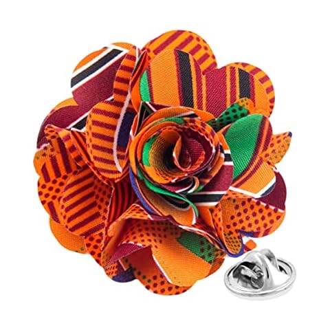 Vittorio Vico Men's Formal Kente Flower Lapel Pin - Boutonniere for Men, Brooch Pin (Kente #1) Cover
