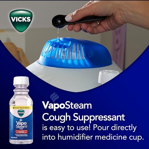 Image of Vicks Warm Steam Vaporizer Bundle with 8 Oz VapoSteam Liquid Cough Suppressant, Helps Relieve Coughing, for Use in Vicks Vaporizers and Humidifiers