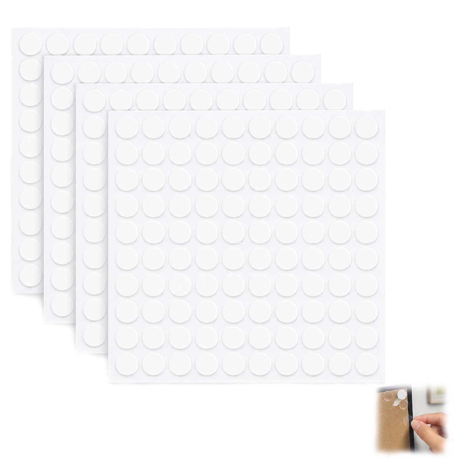 glonest 400 Pcs 10mm Double Sided Sticky Pads - Round Clear Acrylic Adhesive Dots, Removable Traceless Mounting Tape Putty for Posters, Photos, Balloons, DIY Crafts and Party Decorations