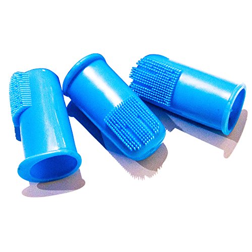 Pet Republique Conjunto de 3 escovas de dentes de dedo para cães - Escovas de higiene dental para cã