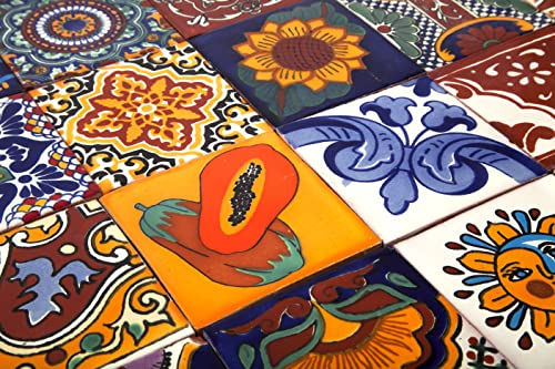 Cerames Mexikanische Keramische Fliesen Conrado - 30 dekorative mexikanische mosaik fliesen für Badezimmer, Küche, Dusche, Treppen, Küchenrückwand | Keramikmosaikfliesen 10,5x10,5 cm