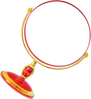 Beaupretty Espejo de Maquillaje Redondo Doble Cara con Base Elevada Espejo Cosmético Giratorio para Damas para Maquillaje y Diseño Portátil y Práctico Color Rojo