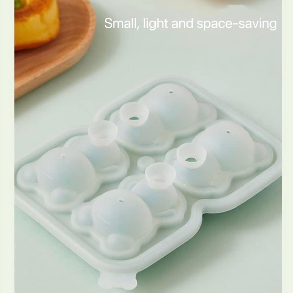 3D Bear Silicone Ice Cube Molds, Cute Kids Ice Cream Molds (Green)