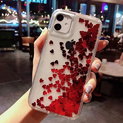 Topwin Glitter Liquid Bling Floating Case Compatible with iPhone 11 Pro Max 6.5'' 2019, Sparkle Luxury Pretty Girls Crystal Clear Case for Apple iPhone 11 Pro Max 6.5'' 2019(Red)