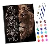 XXHXIE Pintura por Números Moderna DIY Kit de Pintar con Números 40x50cm Imagen inspiradora de media cara de león Pintura al óleo de Lienzo con Pinceles y Pigmento Acrílico para Adultos Con marco
