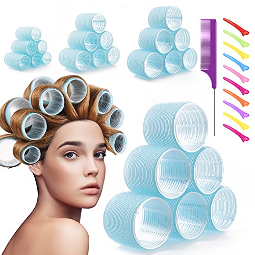 Jumbo Hair Rollers Hair Curlers. 2.5 inch Large Self Grip Hair Curlers for Long Hair, Big Hair Rollers for Long Hair. No heat Curlers Hair Rollers with Clips & Comb.24 Pack