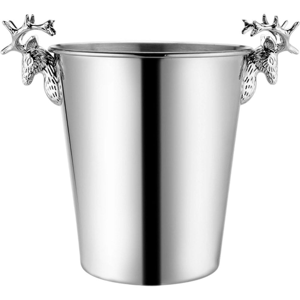 Cubo de hielo de metal en acero inoxidable elegante para mantener botellas frías en tu bar