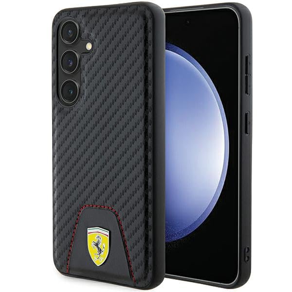 CG MOBILE Ferrari FEHCS24SN3PUK Coque Rigide pour S24 S921 Fond Cousu en Carbone Noir