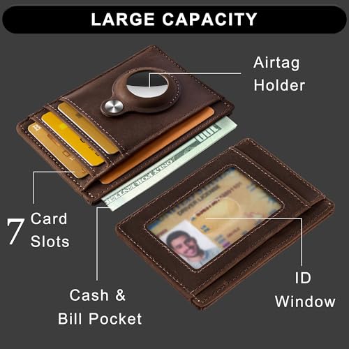 Image of Hawanik Slim Minimalist Front Pocket Wallet with Built-in Case Holder for AirTag