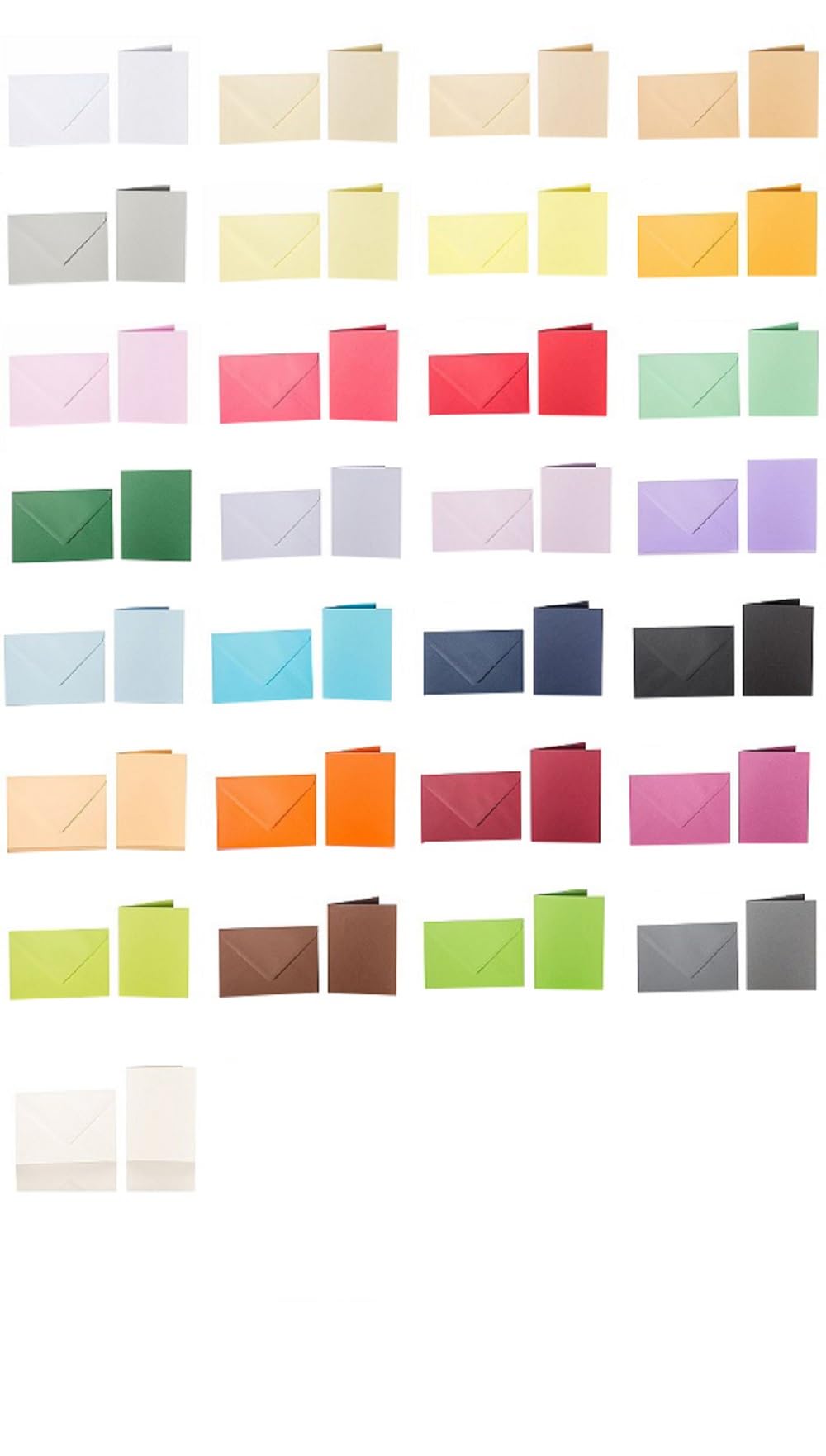 75 sobres de colores DIN C5 (162 x 229 mm) con tarjetas plegables a juego DIN A5 (150 x 200 mm) en color marfil