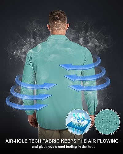 33,000ft Men's Long Sleeve Sun Protection Shirt UPF 50+ UV Quick Dry Cooling Fishing Shirts for Travel Safari Camping Hiking2