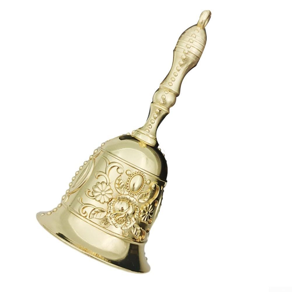 AIKEOU Tabletop Hand Bell for Signal Communication in Hotels Restaurants Offices Schools Churches and Home Settings,Gold