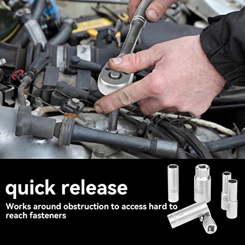 Prostormer 46-Piece Drive Socket Wrench Set, 3/8 Impact Socket Mechanic Tools Sae/Metric With 72 Tooth Ratchet, Universal Joint, Extension Bars #TOP4