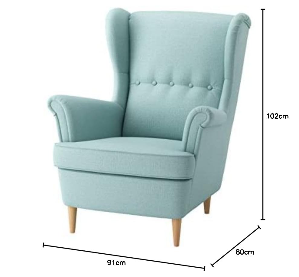 Image of Wing Chair for Living Room Bedroom High Back Arm Chair Cushioned Lounge Chair Single Seater Sofa | (Light Sky Blue)