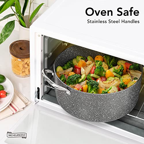 MICHELANGELO 5 Quart Stock Pot with Lid, Nonstick Soup Pot with Lid, Induction Pot for Cooking, 5 Qt Pot with Lid, Non Stick Pot for Kitchen, Stockpot with Stainless Steel Handle, Oven Safe by MICHELANGELO - Used condition - Image 5