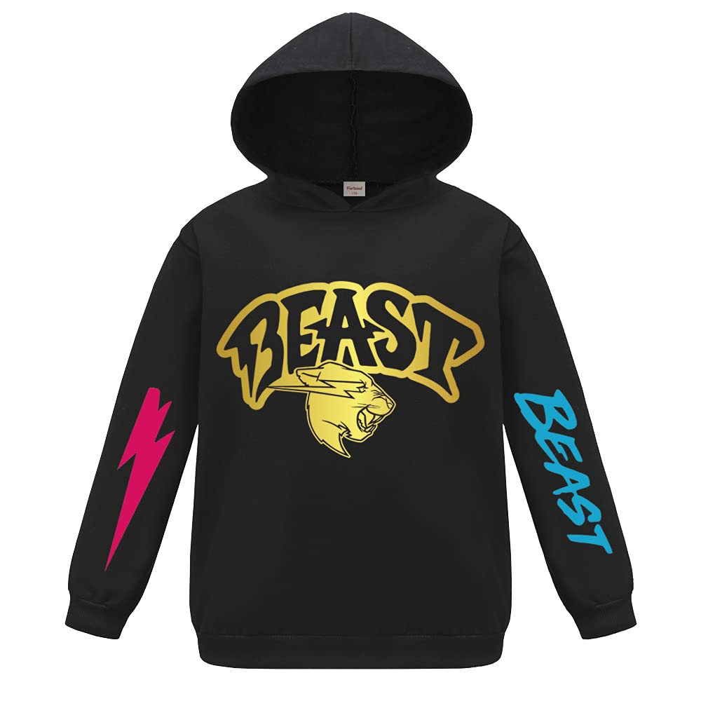 Sweat Mr Beast YouTube Gamer - Hoodie Chat Éclair Pour Enfants, 70% Coton, Noir Ou Bleu